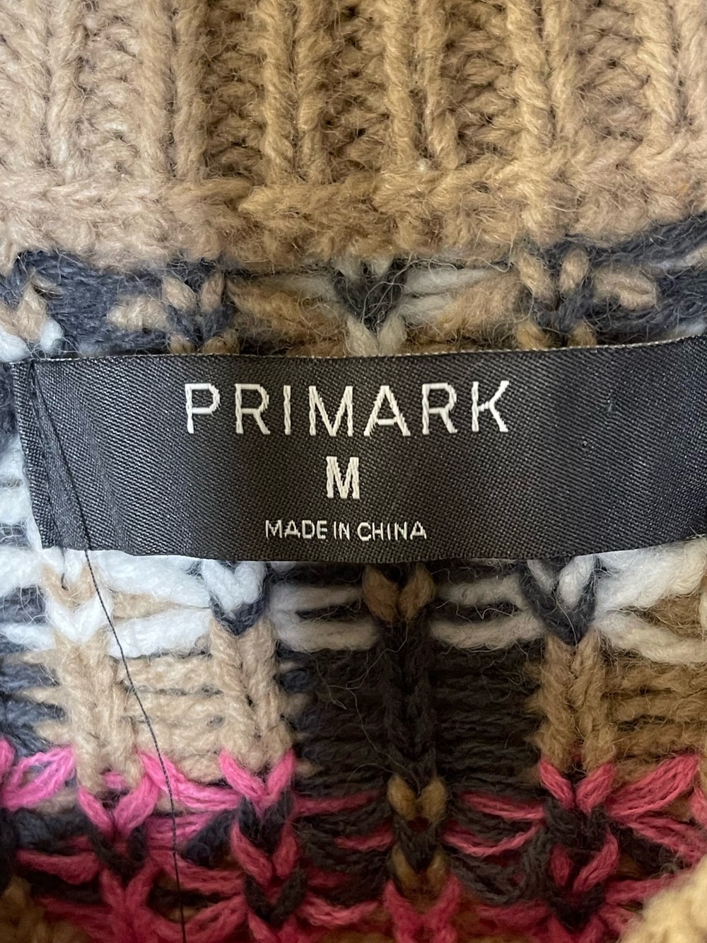Primark Women's Crewneck Sweater - White, Tan & Pink Sz M - Picture 3 of 4